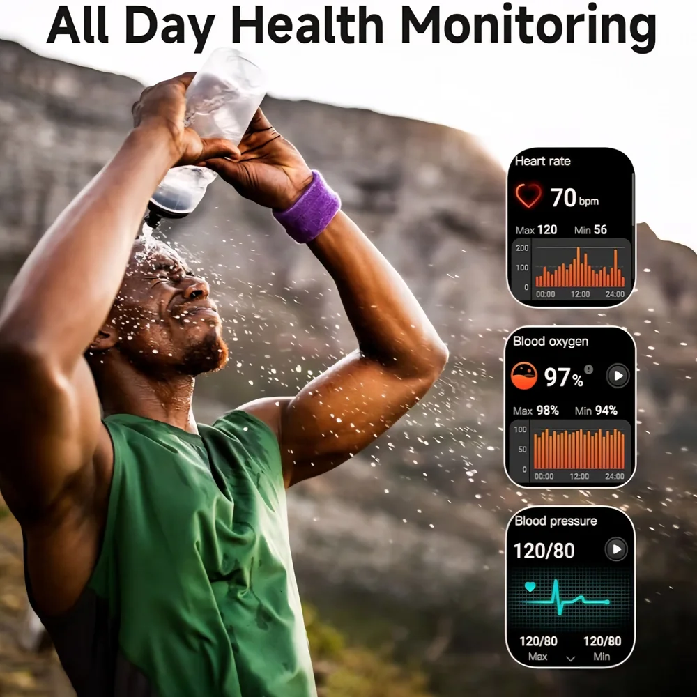 Mens Sport Smartwatch with Health Monitoring - Beige